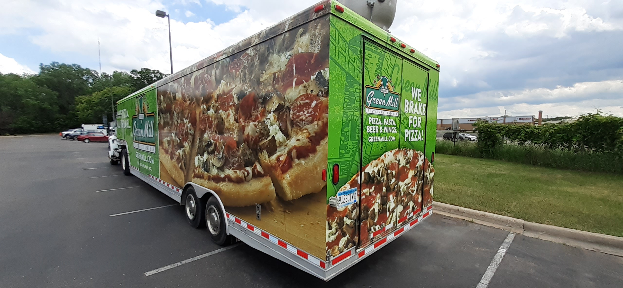 Vehicle wrap for Green Mill trailer